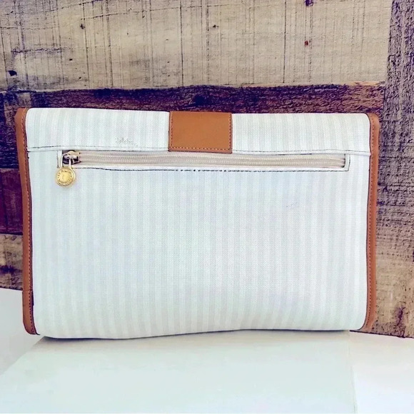 Fendi 70’s-80’s Vintage Envelope Style Striped Leather Clutch/Wristlet/Bag - Picture 2 of 16